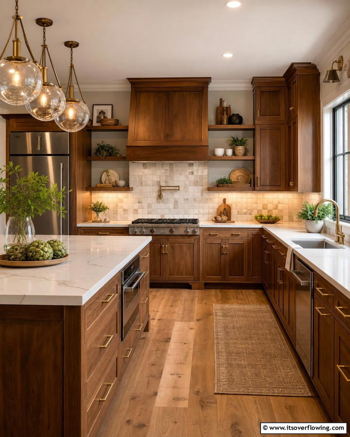 Warm Ambiance - 30 Dark Wood Kitchen Cabinet Designs for Classic Style