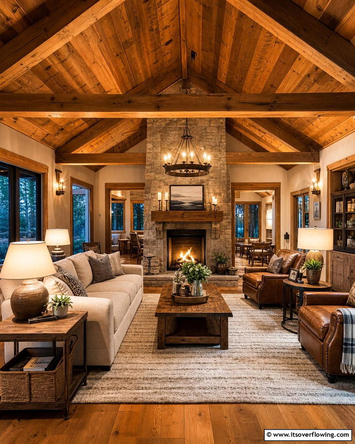 Warm Ambient Lighting - 20 Cabin Living Room Ideas for Cozy Comfort