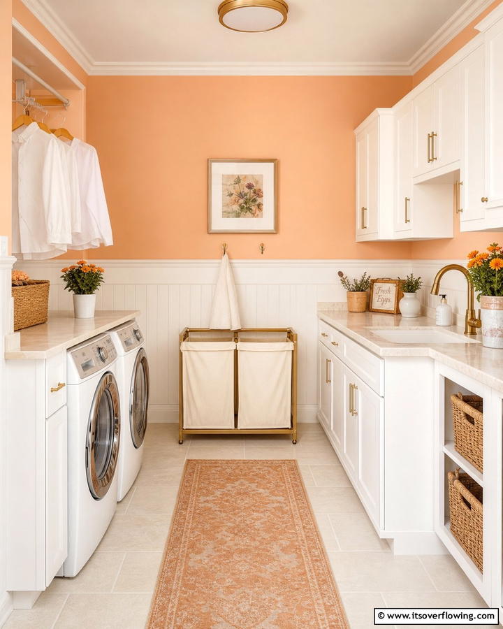 Warm Apricot Glow - 30 Laundry Room Paint Ideas to Brighten Chore Time