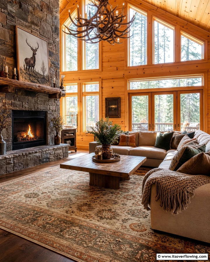 Warm Area Rugs - 25 Cabin Decor Ideas for a Cozy Retreat