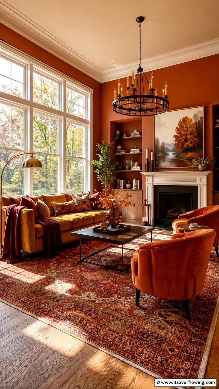 Warm Autumn Color Palette - 30 Cozy Fall Living Room Ideas to Embrace Autumn Vibes