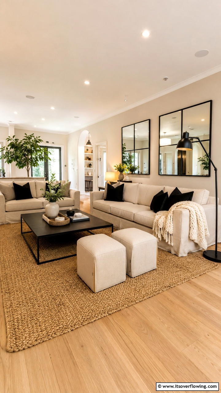 Warm Beige Ambiance - 30 Black & Beige Living Room Ideas for Modern Contrast