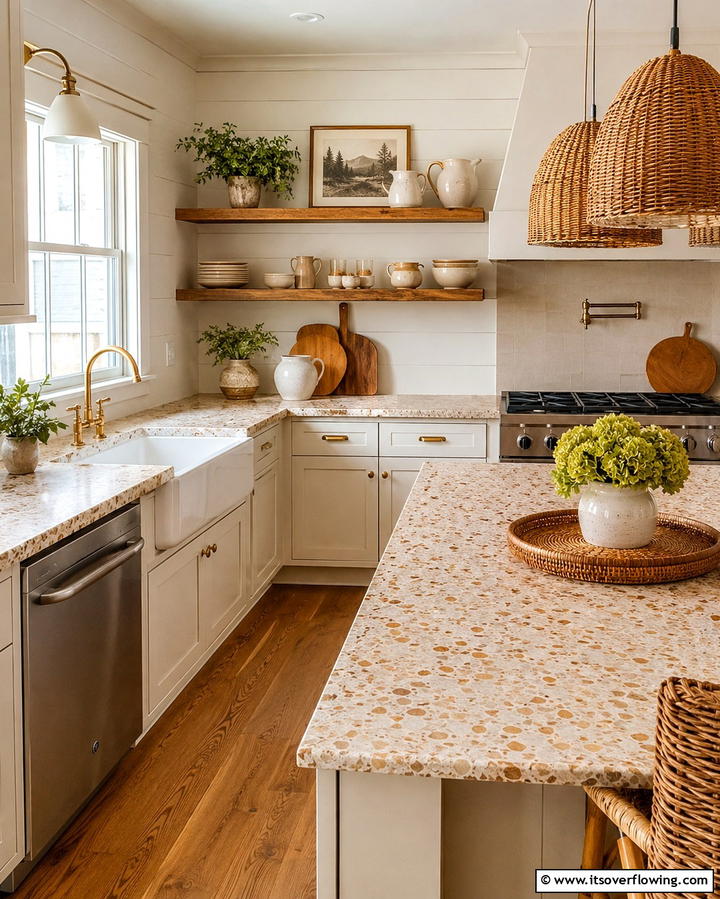 Warm Beige Terrazzo for a Cozy Feel - 20 Terrazzo Kitchen Countertops for a Unique Look