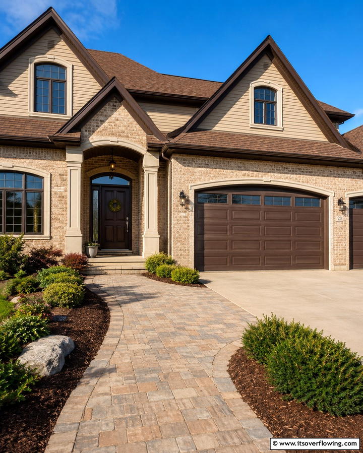 Warm Beige and Chocolate Brown - 30 Warm Blonde Brick House Color Schemes for Modern Homes