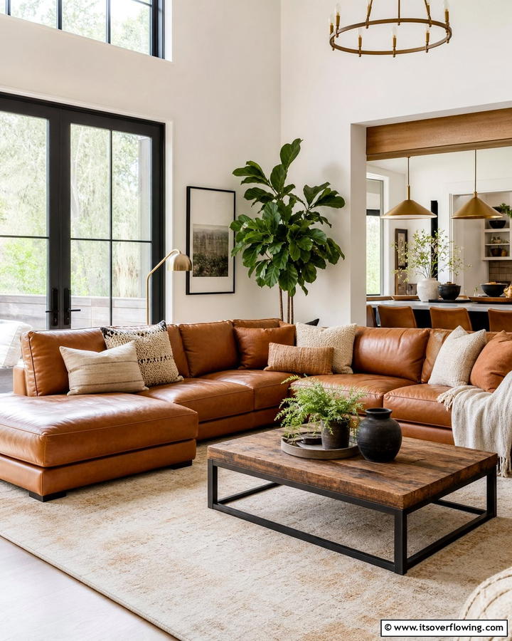 Warm Brown Leather Sofas for Timeless Comfort - 25 Brown Living Room Ideas for Warm and Cozy Vibes