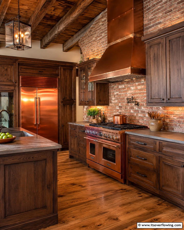 Warm Copper Appliances for Rustic Elegance - 25 Stylish Kitchen With Colored Appliances Ideas