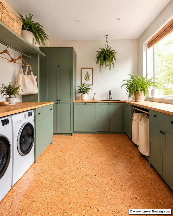 Warm Cork Flooring for Comfort - 25 Laundry Room Floor Ideas for a Functional Space