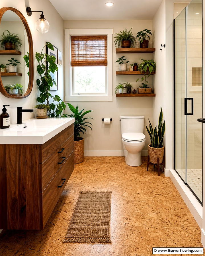 Warm Cork Flooring - 25 Small Bathroom Flooring Ideas for Stylish and Durable Floors
