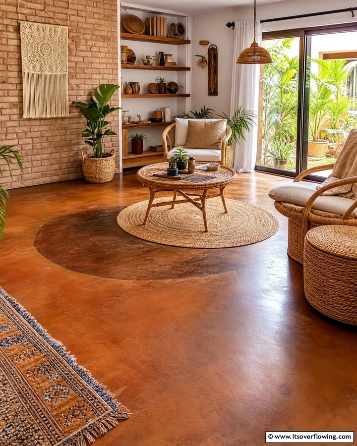 Warm Earth Toned Stains - 20 Indoor Concrete Floor Paint Ideas for a Modern Look