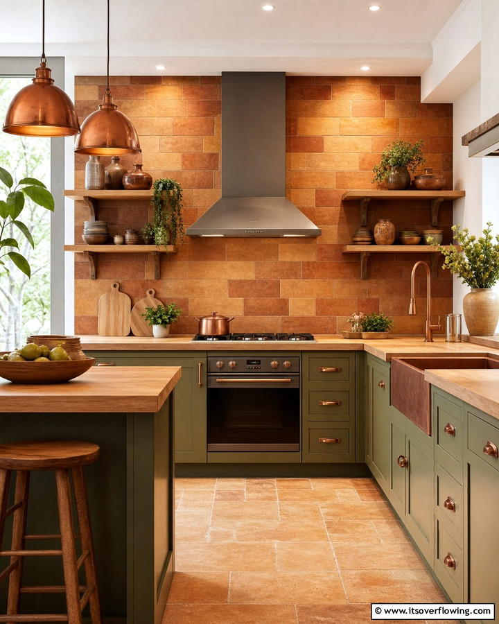 Warm Earthy Tones - 30 Kitchen Splashback Ideas for Chic and Practical Walls