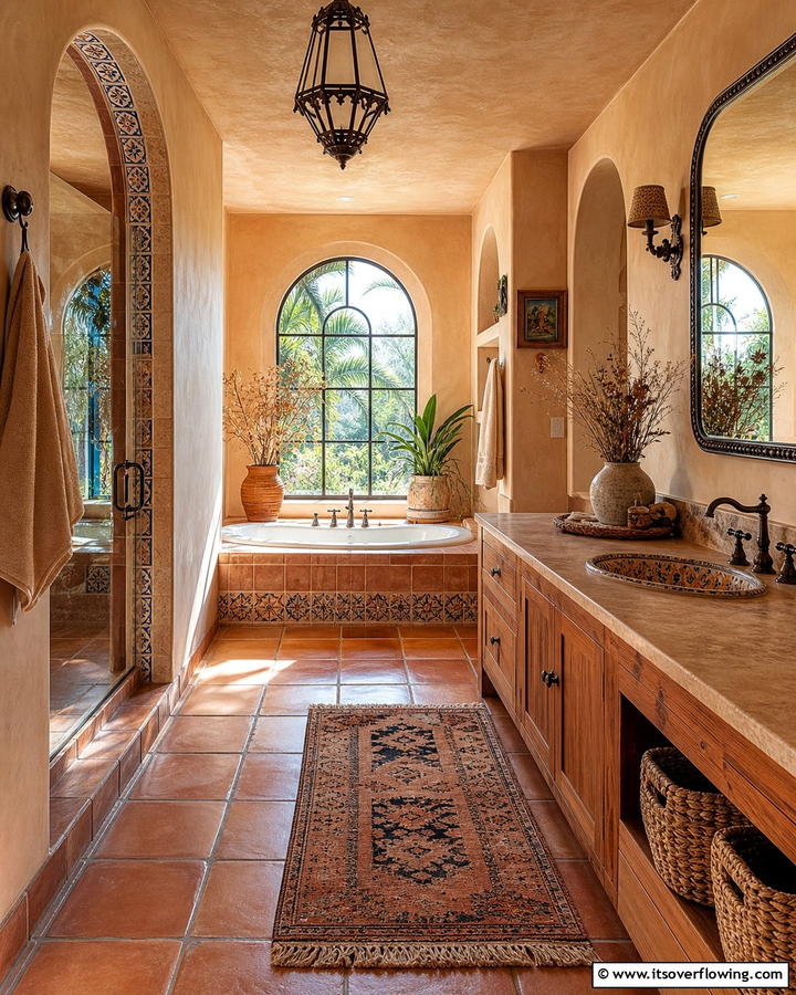 Warm Earthy Tones - 30 Spanish Style Bathroom Ideas for Mediterranean Flair