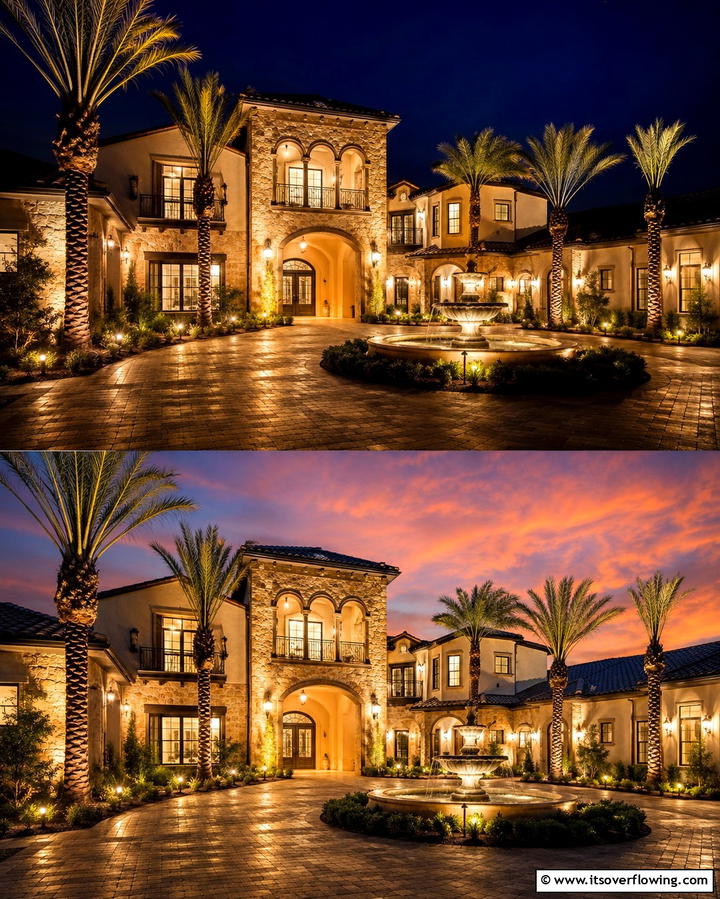 Warm Exterior Lighting - 30 Mediterranean House Exterior Ideas for Coastal Charm