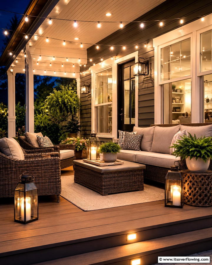 Warm Glow with Outdoor Lighting - 25 Front Porch Deck Ideas for a Stunning Entryway