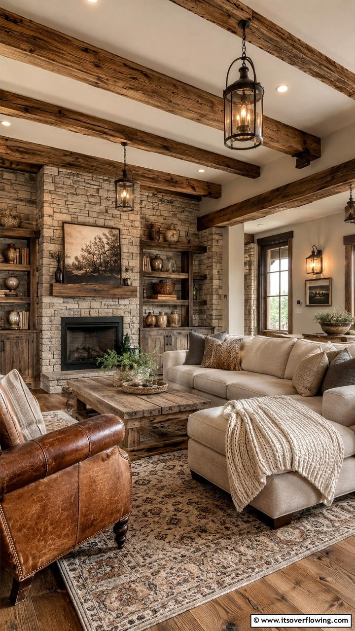 Warm Greige with Rustic Charm - 30 Greige Living Room Ideas for Neutral & Warm Modern Spaces
