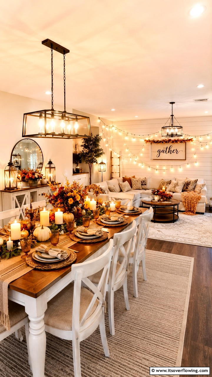 Warm Lighting Ambience - 30 Friendsgiving Decor Ideas for Festive Gatherings