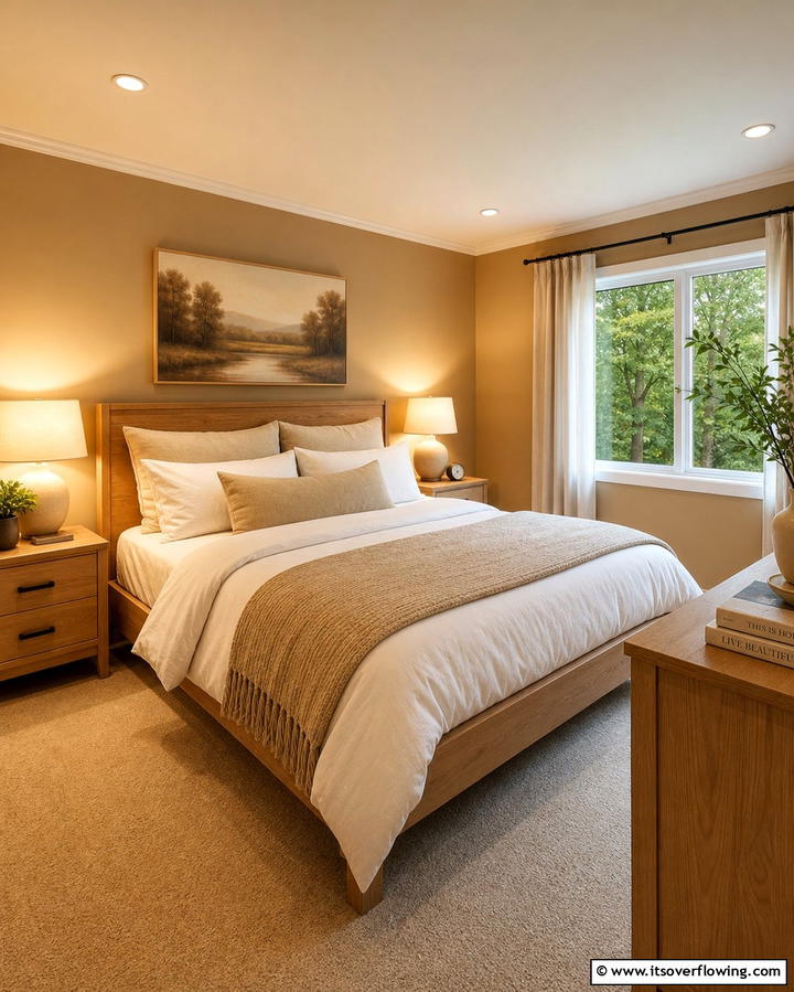 Warm Lighting for a Soft Glow - 25 Tan Bedroom Ideas for a Warm and Cozy Space