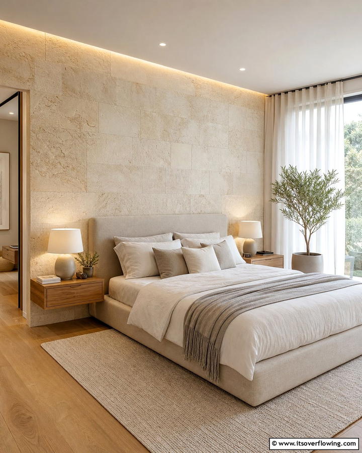 Warm Limestone Accent Wall - 30 Natural Stone Wall Ideas for Rustic Outdoor Landscapes