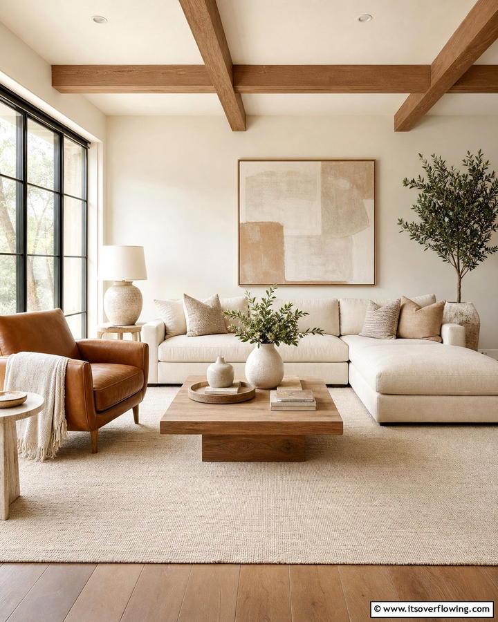 Warm Neutrals Balance - 21 Aesthetic Living Room Ideas for a Stylish & Cozy Retreat