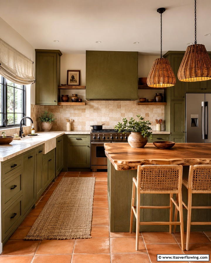 Warm Olive Green Texture - 30 Olive Green Kitchen Designs for a Warm Cooking Space