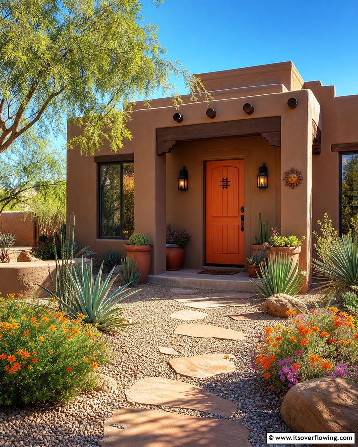 Warm Orange Front Door - 20 Brown House Front Door Colors for a Warm Welcome