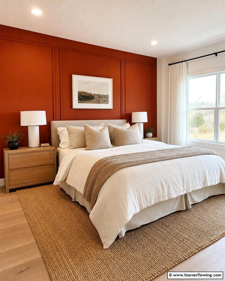 Warm Rust Accent Wall - 20 Rust Bedroom Ideas for a Cozy and Inviting Space