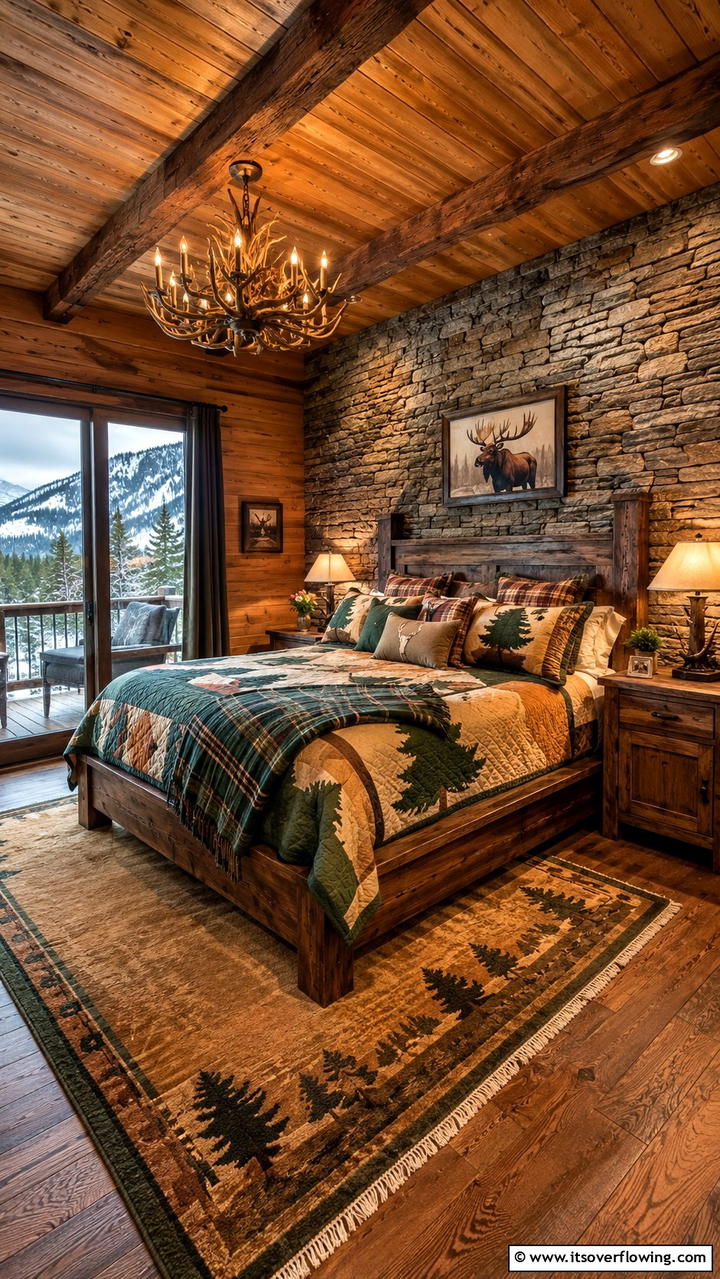 Warm Rustic Cabin - 30 Bedroom Ideas For Couples- Romantic Retreat Inspiration
