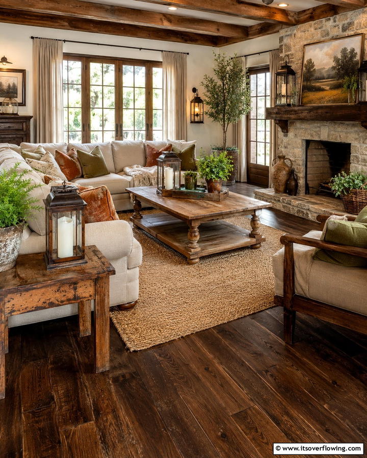 Warm Rustic Charm - 25 Dark Brown Floor Living Room Ideas for Warmth