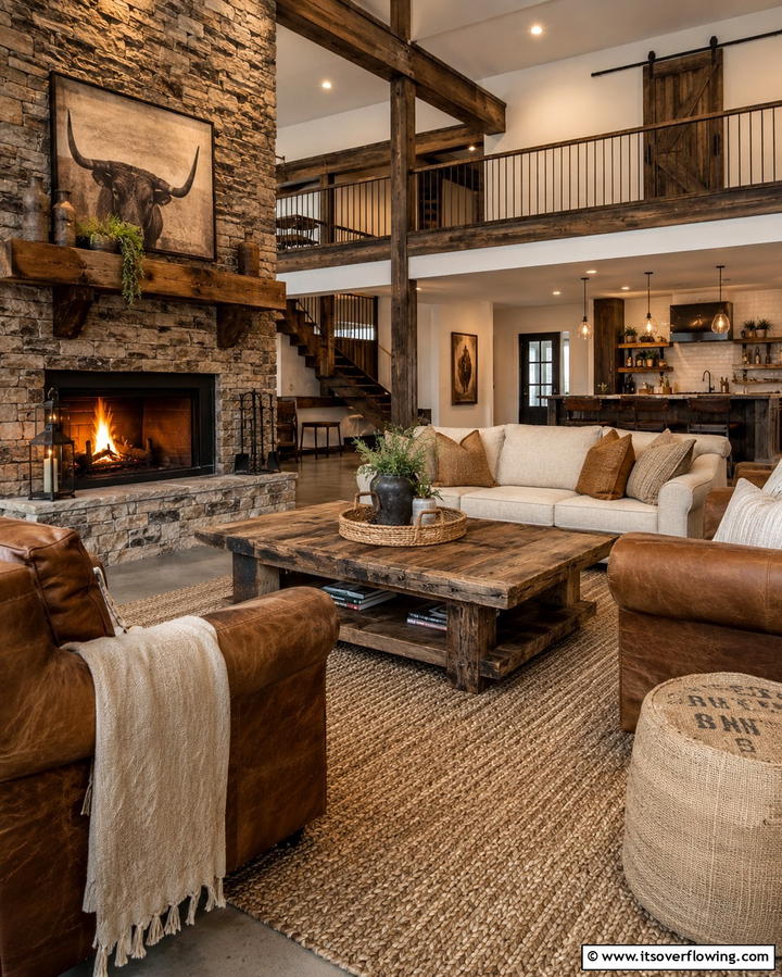 Warm Rustic Textures - 30 Barndominium Interior Ideas for Spacious Living Designs
