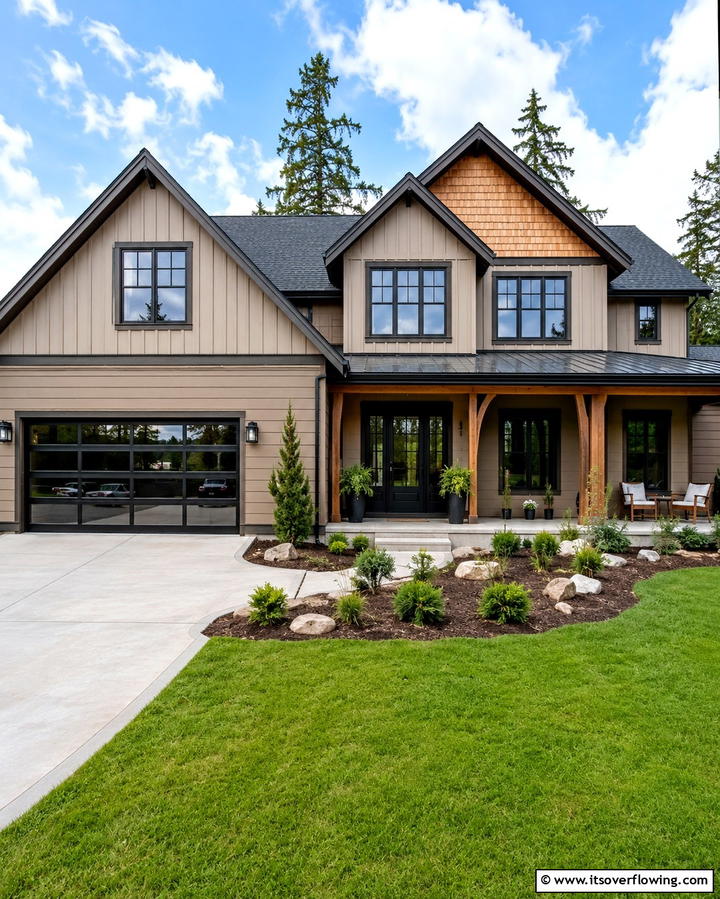 Warm Taupe Versatility - 25 Paint Colors for a Modern Black House With Cedar Accents