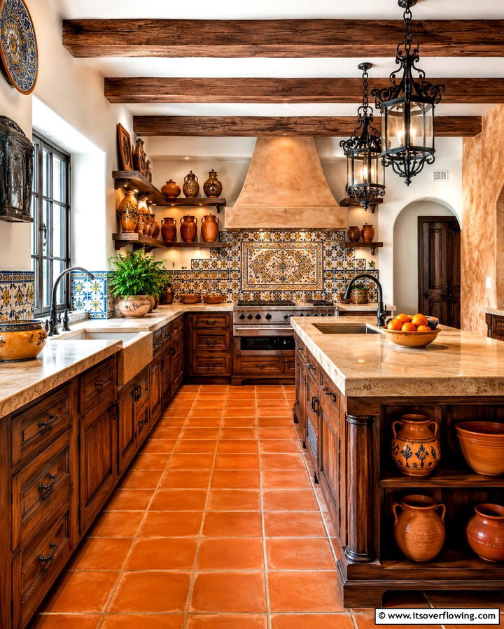 Warm Terra Cotta Elements - 30 Spanish Style Kitchen Ideas for Old-World Elegance