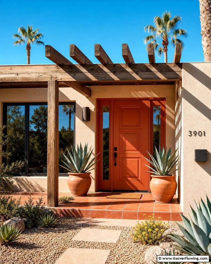 Warm Terracotta - 30 Retro Mid-Century Front Door Colors to Boost Curb Appeal