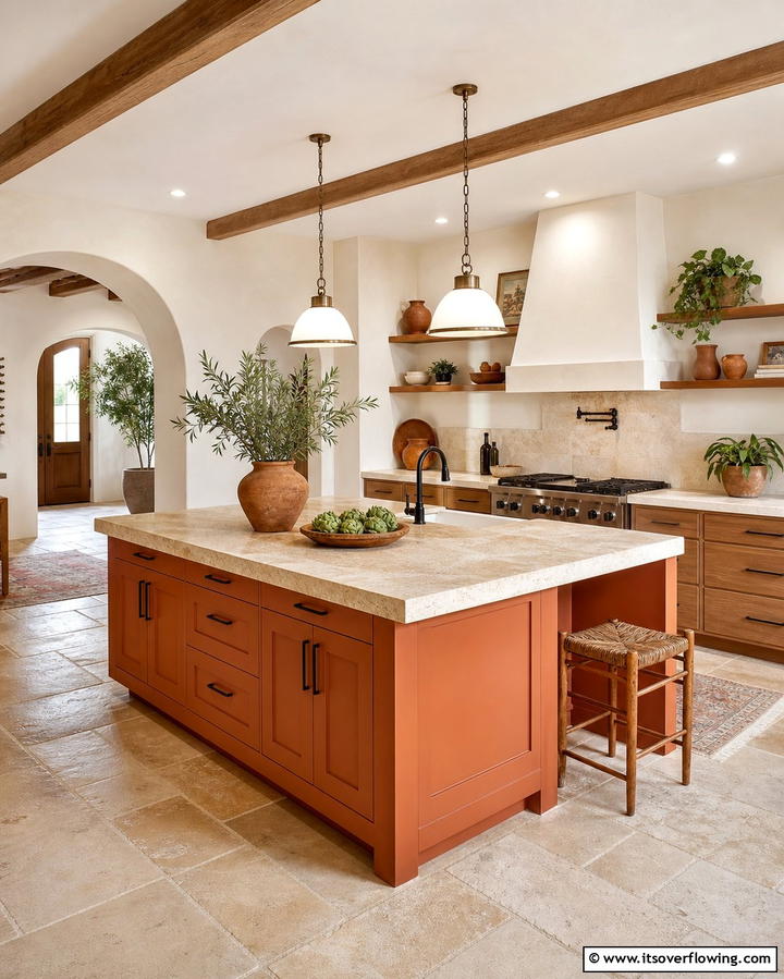 Warm Terracotta Island - 25 Kitchen Island Color Ideas to Refresh Your Space