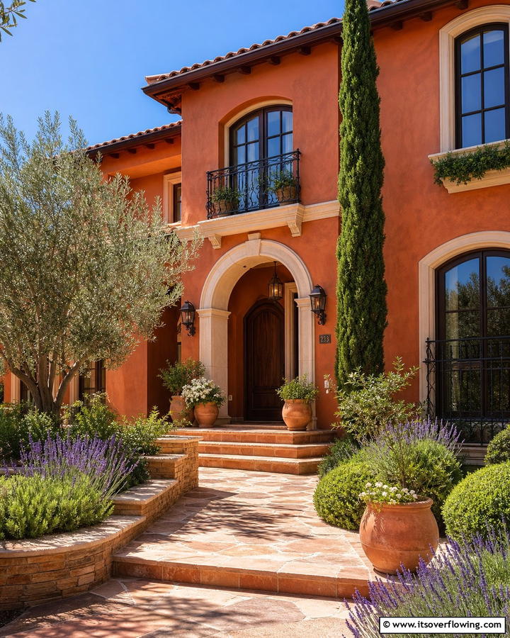 Warm Terracotta Touch - 21 Exterior House Color Schemes for Curb Appeal