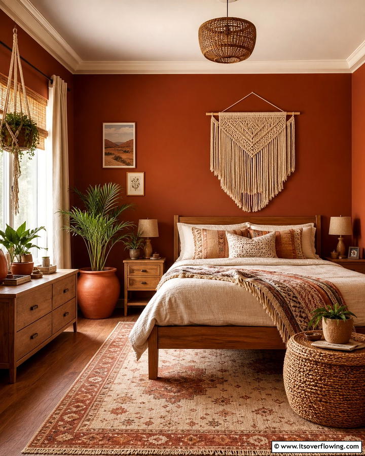 Warm Terracotta and Creamy Beige - 25 Bedroom Painting Ideas With Two Colors for Impact