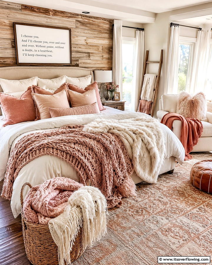 Warm Throw Blankets - 30 Romantic Bedroom Ideas to Create a Cozy Love Nest