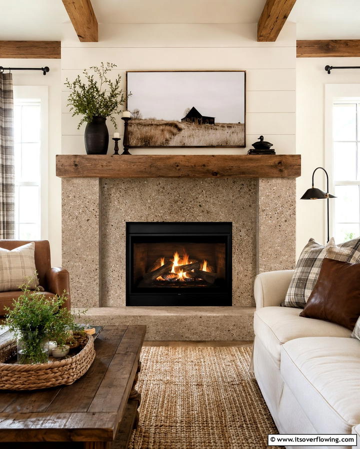 Warm Toned Quartz for Cozy Ambiance - 25 Quartz Fireplace Surround Ideas for a Sleek Look