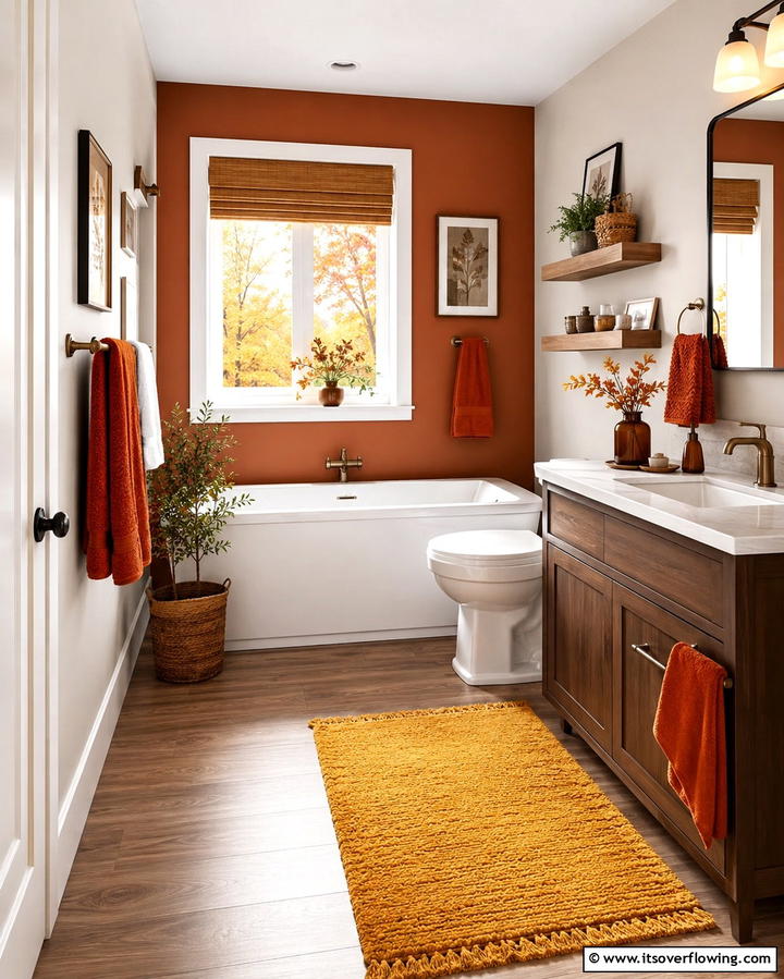 Warm Tones with Autumnal Colors - 25 Fall Bathroom Decor Ideas for a Seasonal and Stylish Update