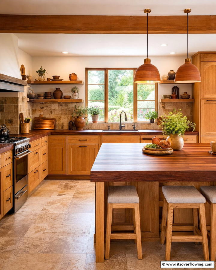 Warm Walnut Harmony - 30 Countertop Colors That Harmonize With Oak Cabinets