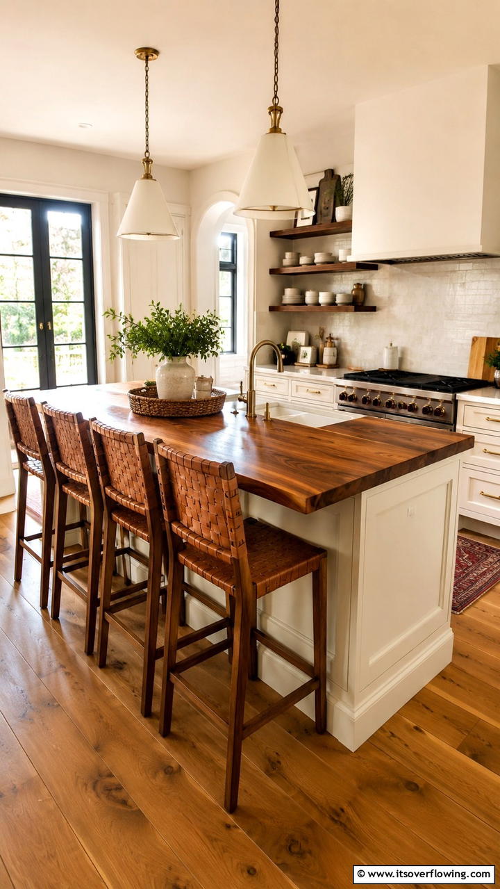 Warm Wood Accented Breakfast Bar - 30 Breakfast Bar Ideas for Functional Kitchen Spaces