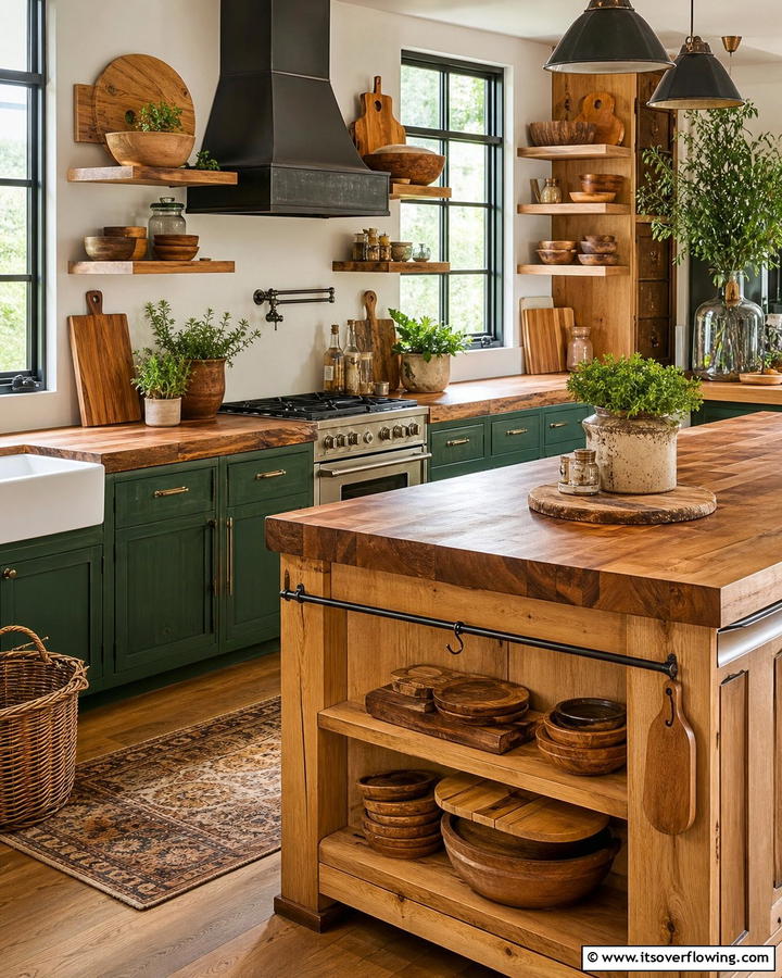 Warm Wood Accented Kitchen Counters - 30 Kitchen Counter Decor Ideas to Elevate Your Space