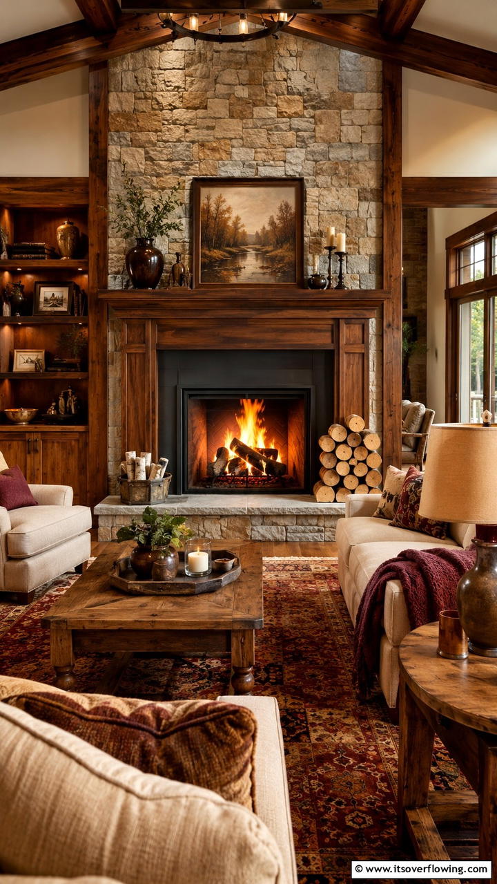 Warm Wood Burning Hearth Style - 30 Fireplace Hearth Ideas to Elevate Your Living Room