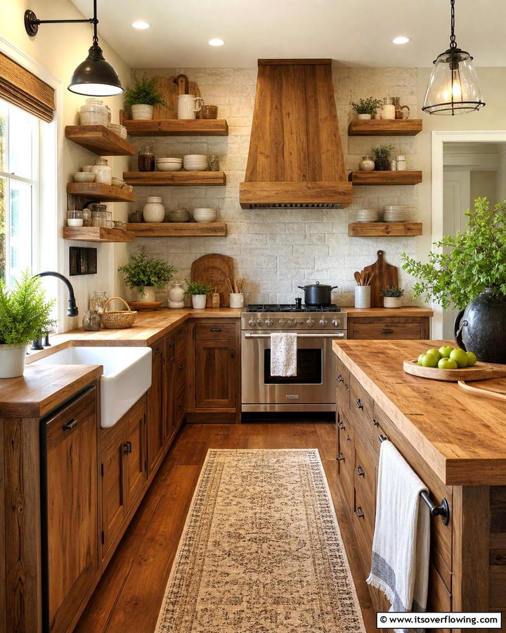 Warm Wooden Accents - 20 Cozy Kitchen Ideas to Make Your Space Warm and Inviting