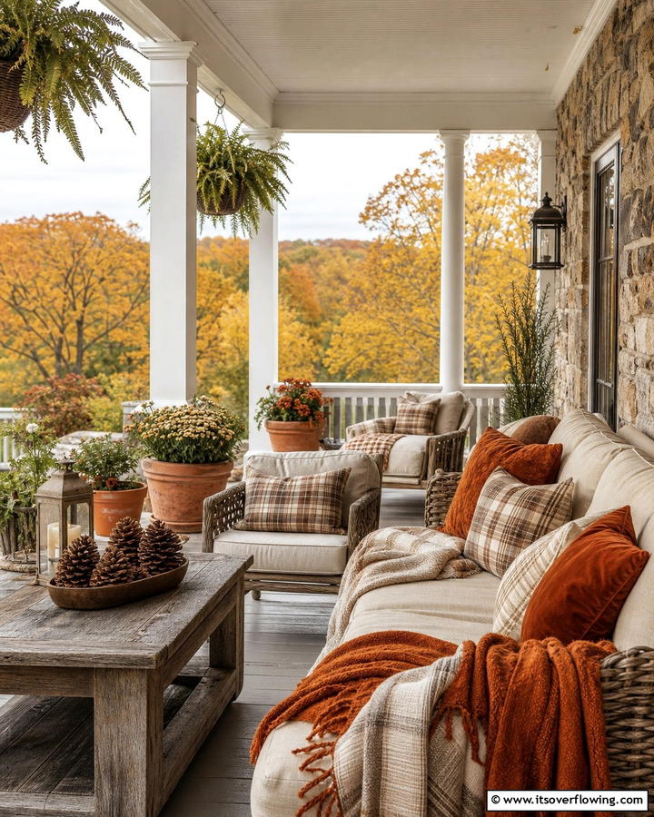 Warm Woolen Throws - 21 Fall Porch Decor Ideas for a Warm Autumn Welcome