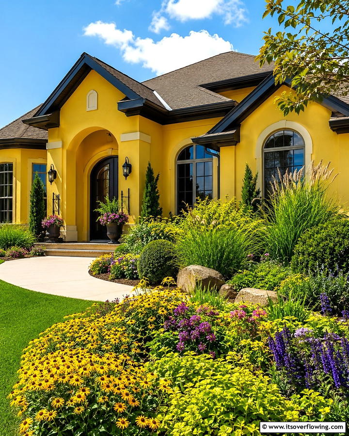 Warm Yellow with Copper Accents - 25 Yellow Exterior Home Ideas for a Bright Look