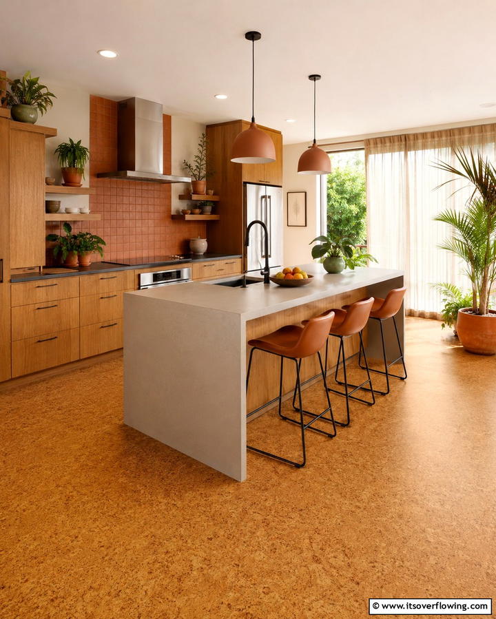 Warm and Durable Cork Floors - 25 Kitchen Floor Ideas to Transform Your Cooking Space