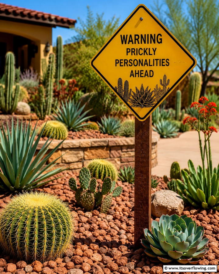 Warning Prickly Personalities Ahead - 25 Funny Garden Sign Ideas to Add Humor to Your Yard
