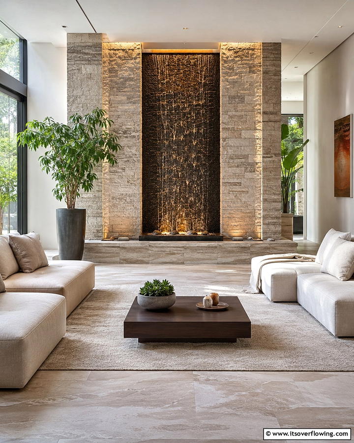 Water Feature Accent - 30 Feng Shui Living Room Layouts for Harmony & Flow