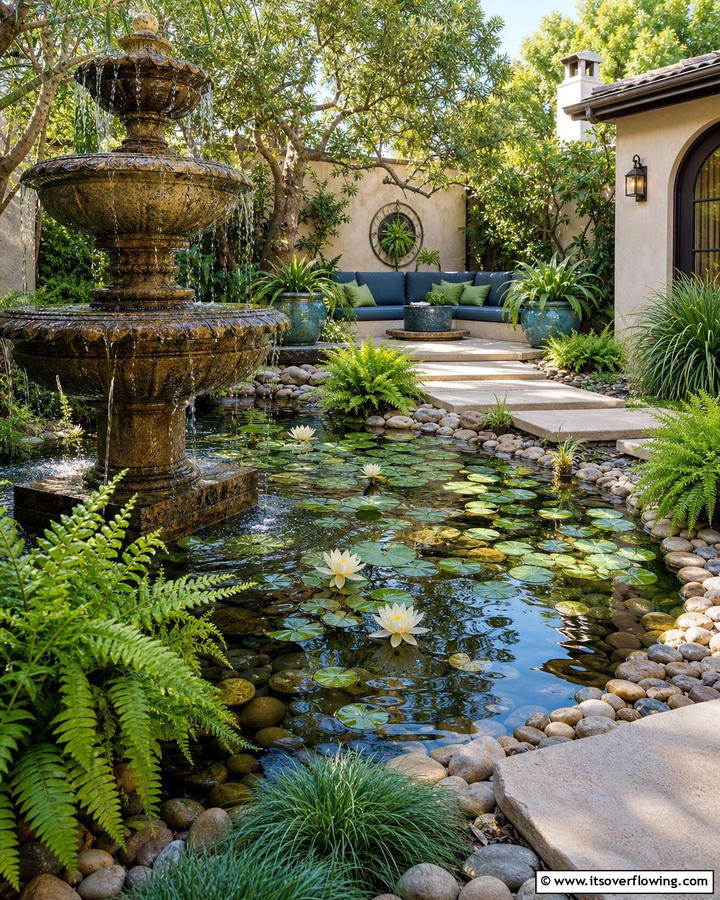 Water Feature Courtyard - 21 Courtyard Ideas to Design a Peaceful Outdoor Oasis