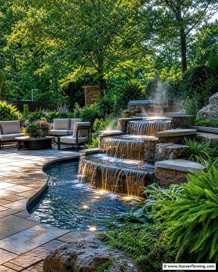 Water Feature Deck - 21 Backyard Deck Ideas to Elevate Your Outdoor Living Space