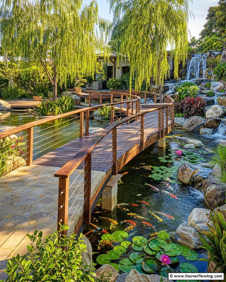 Water Feature Elevated Walkway - 20 Elevated Walkway Ideas for a Unique Landscape